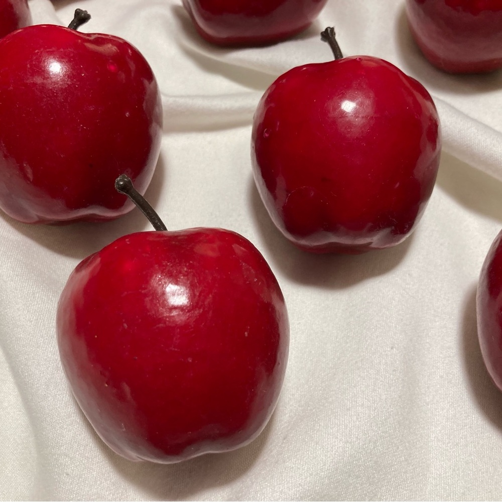 Vintage collection of glossy red apples holiday ornaments decorations for home - Picture 6 of 8